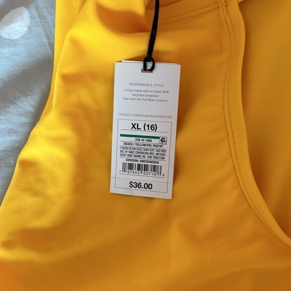 NWT Shade & Shore Yellow One Piece Swimsuit - Picture 3 of 5